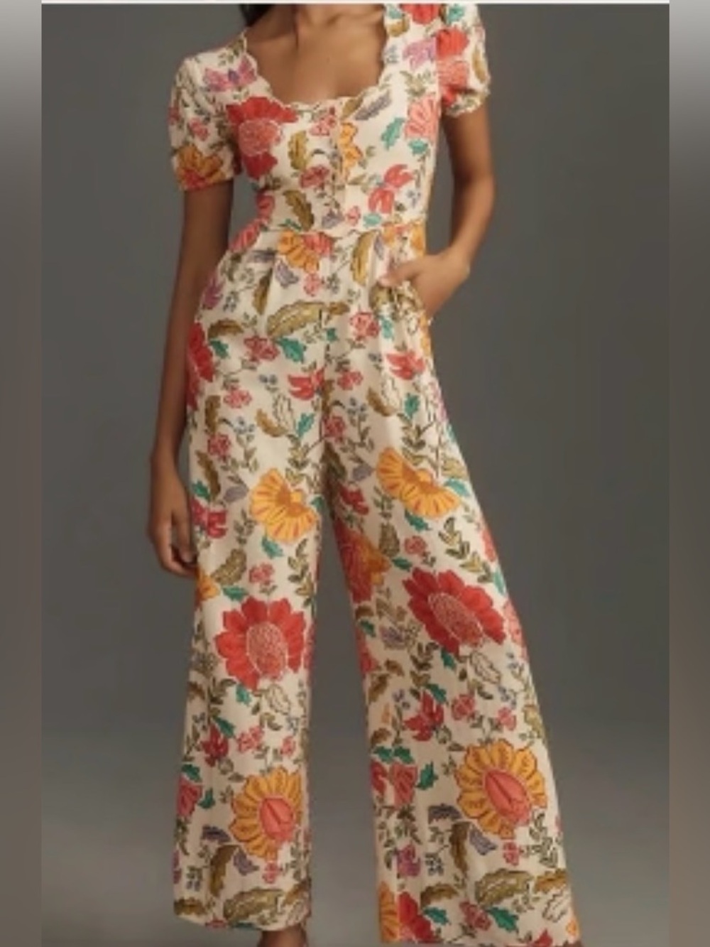 Farm Rio Floral Pantsuit Botanical  Anthropologie Large NEW WITH TAGS